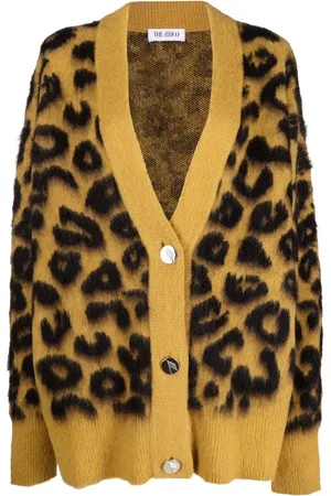 The Attico Leopard-intarsia knitted cardigan