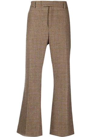 Palm Angels Men Formal Pants - Bootcut check-pattern tailored trousers - Brown