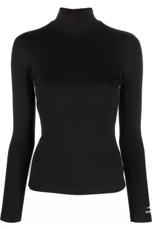 Balenciaga Women High Neck Tops - Long-sleeve turtleneck top - Black