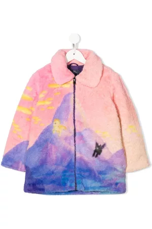 Stella McCartney Girls Fleece Jackets - Mountain-print fleece jacket - Pink