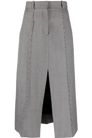 Alexander McQueen Women Printed Skirts - Houndstooth-pattern A-line skirt - White