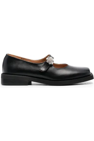 Ganni Crystal-embellished square toe loafers