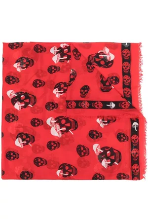 Alexander McQueen Skull graphic-print scarf - Red