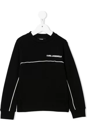 Karl Lagerfeld Boys Hoodies - Logo-print crew-neck sweatshirt - Black