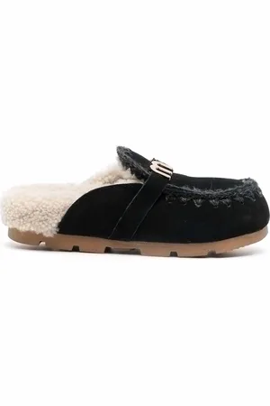 Mou Logo-plaque shearling slippers
