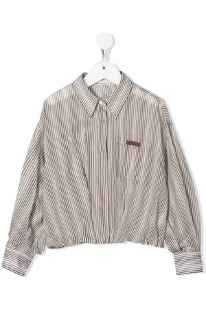 Brunello Cucinelli Long Sleeved Shirts - Long-sleeve striped shirt - Neutrals
