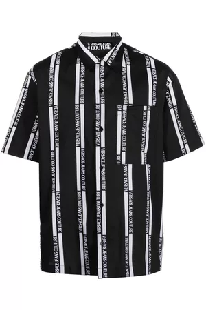 VERSACE Men Short sleeved Shirts - Logo-print short-sleeved shirt - Black