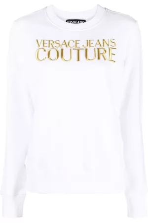 VERSACE Women Sweatshirts - Logo-print sweatshirt - White