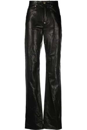 Philipp Plein Straight-leg lambskin trousers