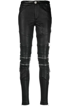 Philipp Plein Lambskin skinny-fit zipped trousers