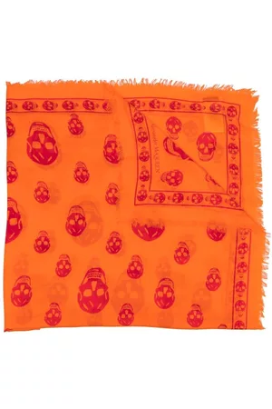 Alexander McQueen Skull-print modal-silk scarf - Orange