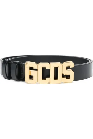 GCDS Logo-buckle leather belt