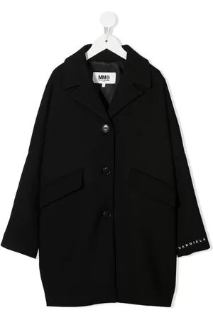Maison Margiela Coats - Logo-print single-breasted coat - Black