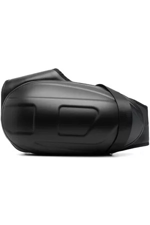 Diesel Embossed-logo leather backpack - Black