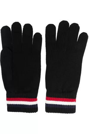 Moncler Men Gloves - Stripe-cuff knitted gloves - Black