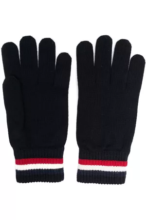 Moncler Men Gloves - Stripe-cuff knitted gloves - Blue