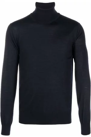 Emporio Armani Men Turtleneck Sweaters - Roll neck knitted jumper - Blue