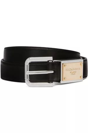 Dolce & Gabbana Men Belts - Logo-plaque leather belt - Black