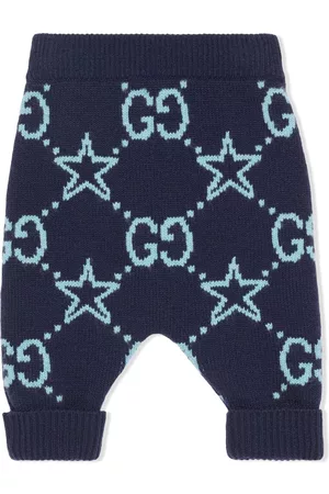 Gucci Intarsia-knit wool trousers - Blue