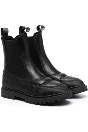 HUGO BOSS Ankle Boots - Padded-panelled leather ankle boots - Black