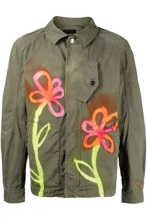 Stain Shade Men Floral Jackets - Floral button-down jacket - Green