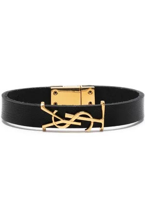 Saint Laurent YSL-charm leather bracelet - 1000 BLACK