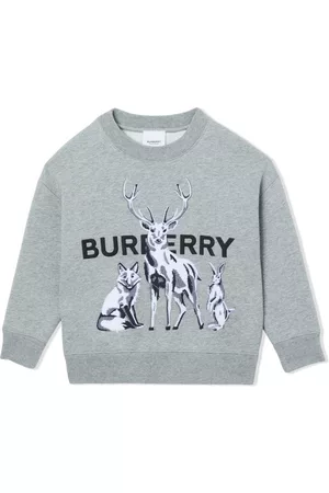 Burberry Boys Long Sleeved Shirts - Logo-print long-sleeve sweatshirt - Grey