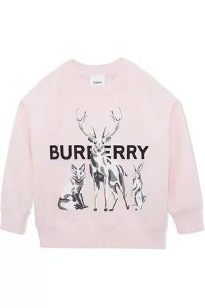 Burberry Girls Long Sleeved Shirts - Logo-print long-sleeve sweatshirt - Pink