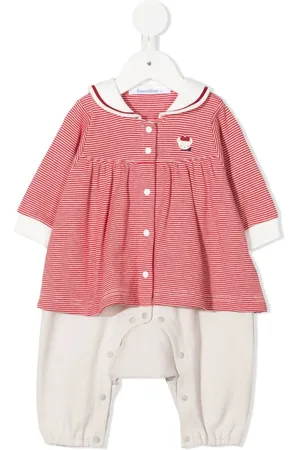 Familiar Logo-embroidered striped dress