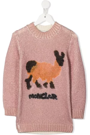 Moncler Girls Casual Dresses - Graphic Knitted jumper dress - Pink