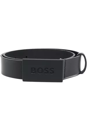HUGO BOSS Belts - Embossed-logo leather belt - Black