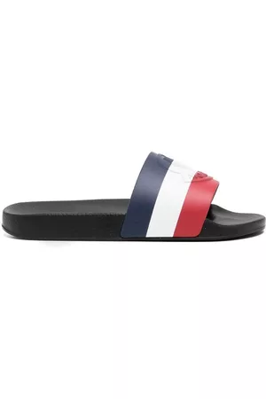 Moncler Men Sandals - Striped logo-embossed slides - Blue