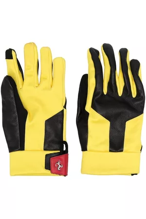 FERRARI Gloves - Colour-block leather racing gloves - Yellow