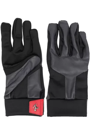FERRARI Gloves - Logo-plaque detail gloves - Black
