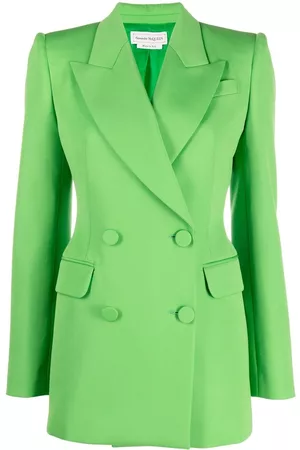 Alexander McQueen Women Double Breasted Jackets - Double-breasted wool blazer - Green