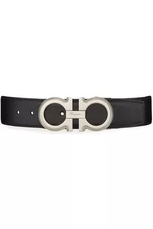 Salvatore Ferragamo Men Belts - Gancini-plaque leather belt - Black
