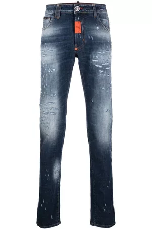 Philipp Plein Distressed skinny-cut jeans - Blue