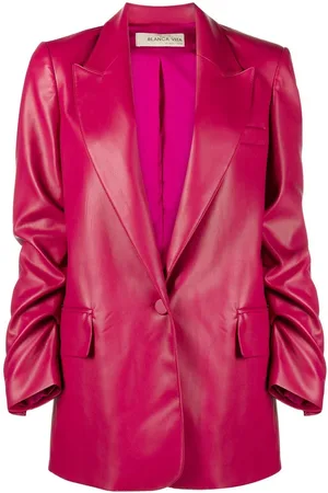 BLANCA Faux-leather single-breasted blazer