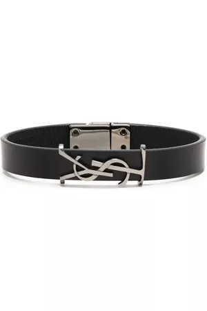 Saint Laurent Men Leather Bracelets - Opyum leather bracelet - Black