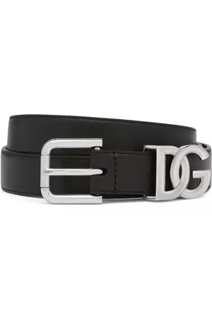 Dolce & Gabbana Men Belts - DG logo leather belt - Black