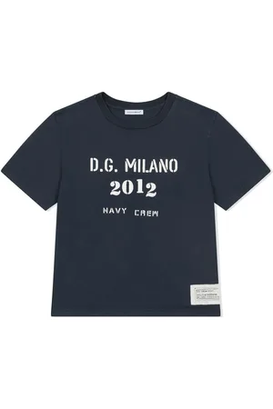 Dolce & Gabbana Navy-slogan-print logo T-Shirt
