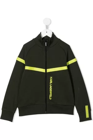 Karl Lagerfeld Boys Zip-up Hoodies - Logo-print zip-up sweatshirt - Green
