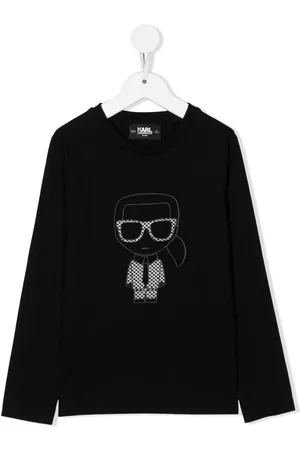 Karl Lagerfeld Boys Long Sleeved T-Shirts - Graphic-print long-sleeve T-shirt - Black