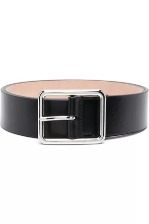 Alexander McQueen Men Belts - Engraved-logo leather belt - Black