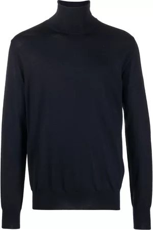 Jil Sander Men Turtleneck Sweaters - Roll-neck merino wool jumper - Blue