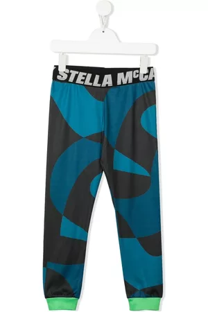 Stella McCartney Girls Leggings - Abstract-print activewear leggings - Blue