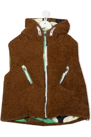 Khrisjoy Girls Gilets - Puff Pile fleece hooded gilet - Brown