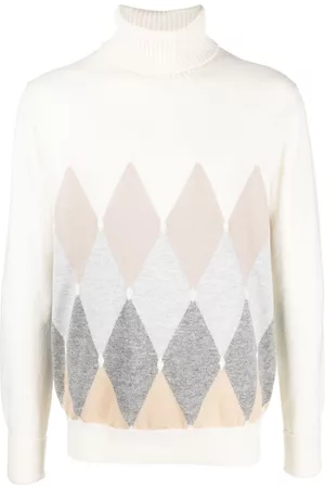 BALLANTYNE Men Turtleneck Sweaters - Argyle-pattern roll-neck jumper - White