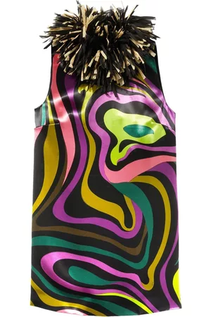 Puccini Feather-trimmed abstract-print shift dress - Multicolour