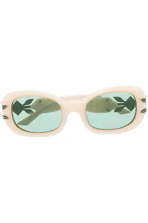 Casablanca Acetate & Metal Oval Wave Sunglasses - Green Marble – Kith